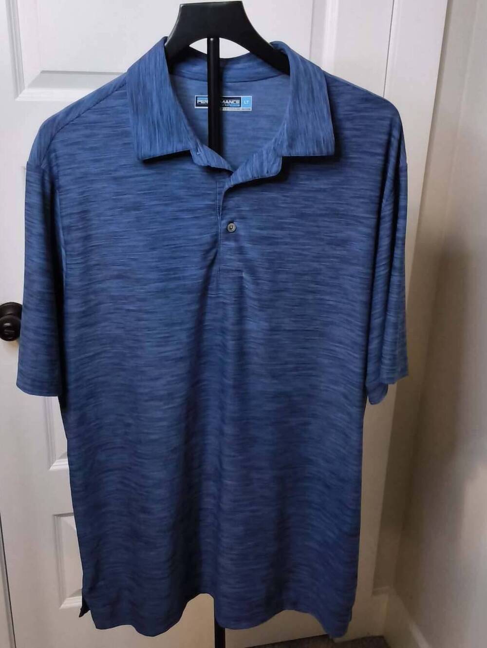 Roundtree and Yorke Performance Men's Blue Short Sleeve Polo Shirt Size LT